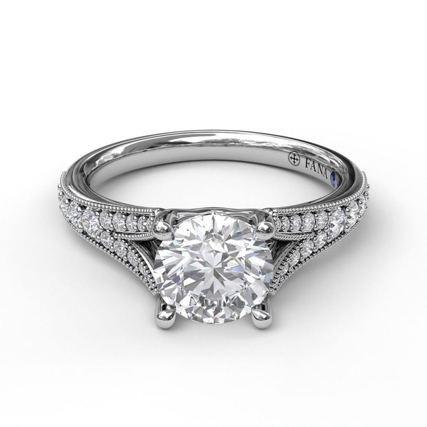 Subtle Split Band Engagement Ring With Milgrain Detail