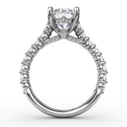 Contemporary Diamond Solitaire Engagement Ring With Hidden Halo