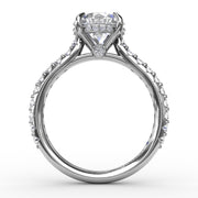 Classic Round Diamond Solitaire Engagement Ring With Hidden Pavé Halo