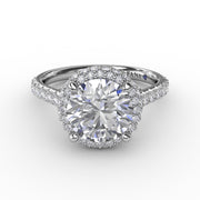 Contemporary Round Diamond Triple Halo Engagement Ring