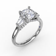 Three-Stone Engagement Ring With Tapered Baguettes