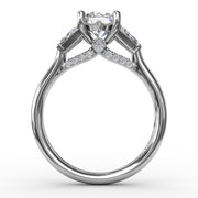 Three-Stone Engagement Ring With Tapered Baguettes