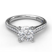 Cathedral Single Row Pave Engagement Ring