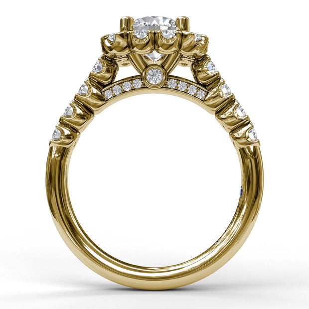 Chunky Cushion Halo Engagement Ring