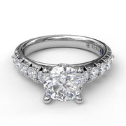 Handset French Pave Diamond Engagement Ring