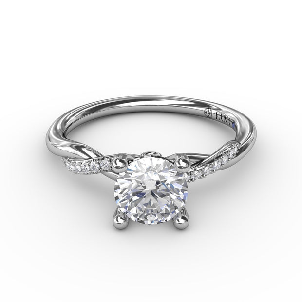 Classic Round Diamond Solitaire Engagement Ring With Twisted Shank