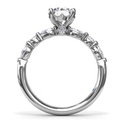 Alternating Teardrop and Round Diamond Engagement Ring
