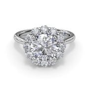 Floral Halo Diamond Engagement Ring