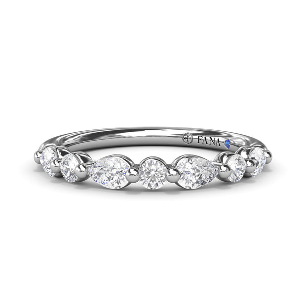 Alternating Round and Teardrop Diamond Wedding Band