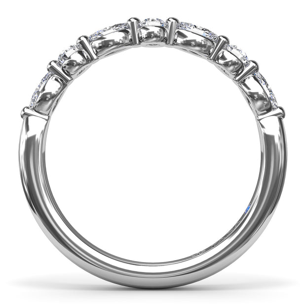 Alternating Round and Marquise Diamond Wedding Band